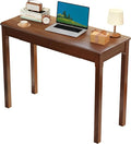 Solid Wood Desk with Drawers - 39 Narrow Desks for Small Spaces Mid Century Modern Desks Small Wooden Vintage Computer Writing Desk Study Table for Home Office Bedroom Walnut