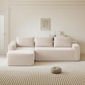 97inch Boneless L-Shaped Sectional Sofa with Throw Pillow &amp Side Pockets- No Assembly Compressed Modular Couch Memory Foam Deep Seat for Living Room Bedroom Apartment White Left