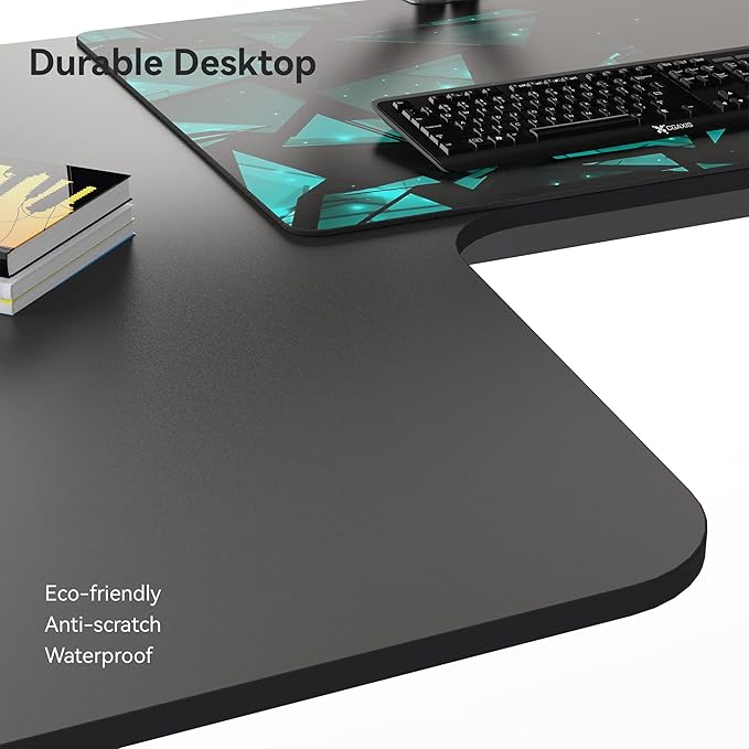 EUREKA ERGONOMIC L Shaped Gaming Desk 61 Inch Corner Computer Desk Modern Office Study Writing Desk Home Gaming Table with Mouse Pad &amp Cable Management Sturdy Metal Frame Easy to Assembly Le
