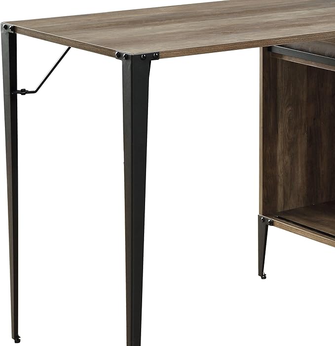 48 Gray Oak &amp Black Writing Desk - Modern Home Office Workstation