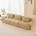 117 Modern Corduroy Cloud Sofa Boneless Modular Large Sectional Couches for Living Room Camel 3 Seater Compressed Memory Foam Couch Extra Deep Seat No Assembly