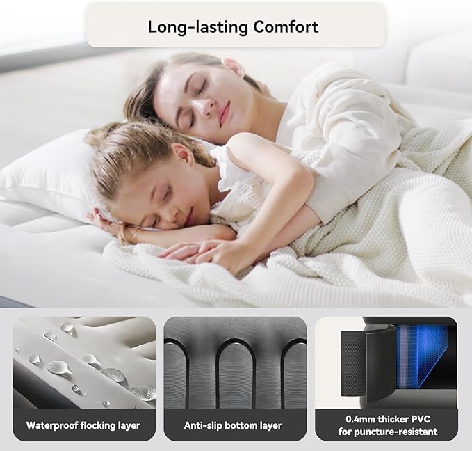 COMMOUDS Twin Air Mattress with Built-in Battery Powered Removable Pump 13 High Inflatable Mattress Portable Blow up Mattress Air Bed for Camping Home and Guest