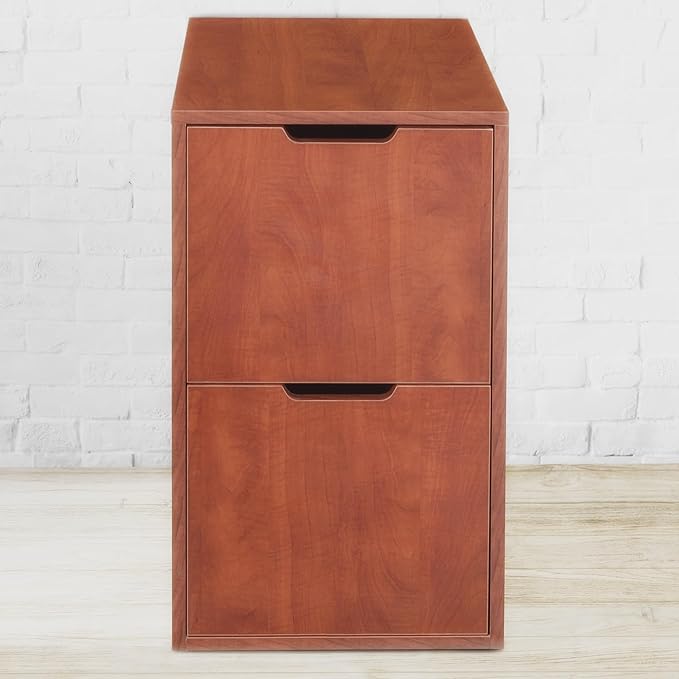 Niche Mod Freestanding Pedestal Two Drawer Filing Cabinet- Cherry