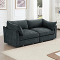 Modern Style Loveseat Sofa with Pull Out Storage Drawers Under Each Seat 2-Seat Couch with Excellent Storage Space Suitable for Small Living Rooms