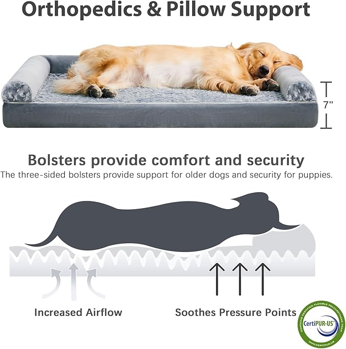 BFPETHOME Dog Beds for Large Dogs Orthopedic Dog Bed for Medium Large DogsBig Waterproof Couch Pet Bed with Removable Washable Cover