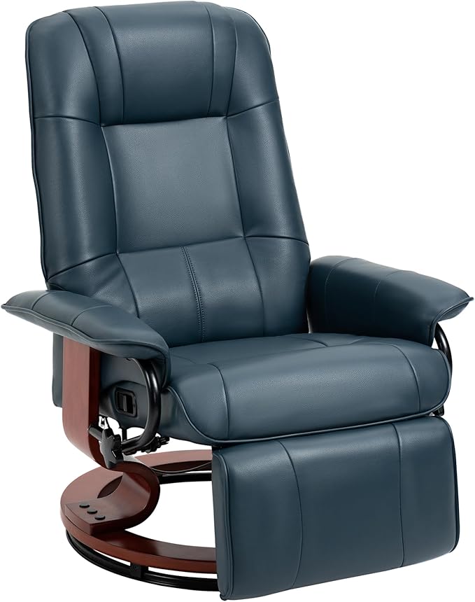 Recliner Armchair with Footrest Headrest and Swivel Base PU Upholstery Ideal for Living Room Comfort