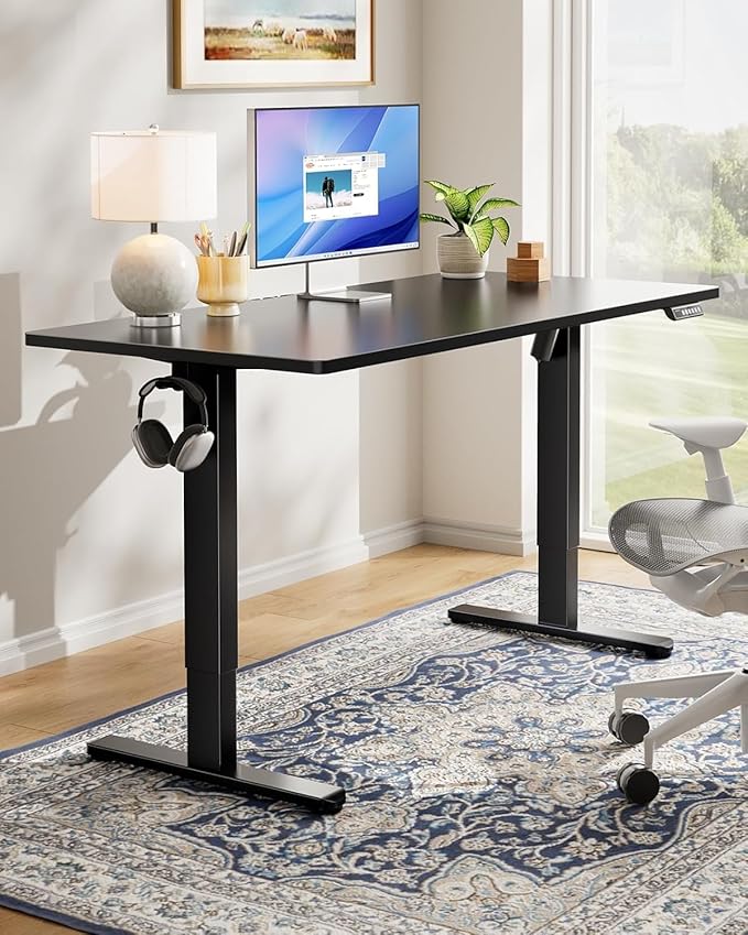 Simple Deluxe Electric Standing Desk Adjustable Height Stand up Desks 24x55 Inches Sit Stand up Desk with Cable Management Ergonomic Rising Computer Table with Memory Preset Black