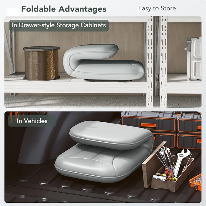 Furniliving 3 in 1 Folding Chair Foldable Floor Chair for Reading Lounging &amp Gaming Portable Camping Chair with Metal Frame Comfy Accent Chair Indoor Reading Chair for Living Room PU (Grey)