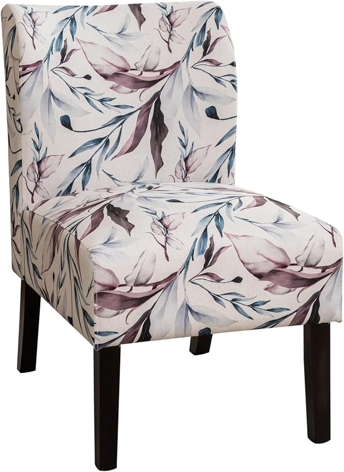 Roundhill Furniture Capa Print Fabric Armless Contemporary Accent Chair Purple Floral