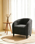 GarveeHome Accent Chair Barrel Boucle Chair Sherpa Armchair Club Chair Suitable for Living Room Bedroom Reception Room Office(Dark Gray)