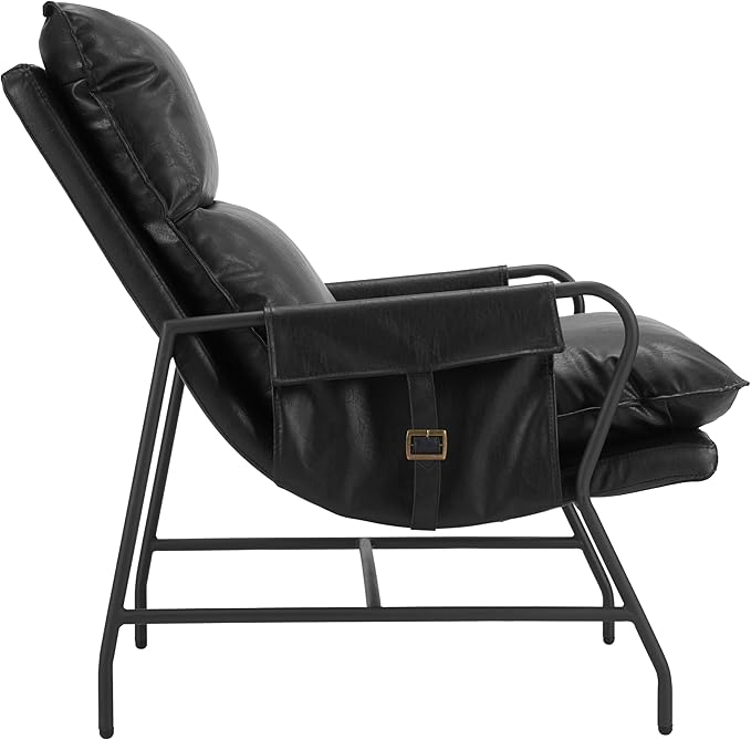 Zuo Halaus Accent Chair Black Black Accent Chair Modern Style Faux Leather Plush and Durable Faux Leather Fabric Plywood Indoor Living 26.6 W x 36.2 D x 37.8 H Non-Stackable