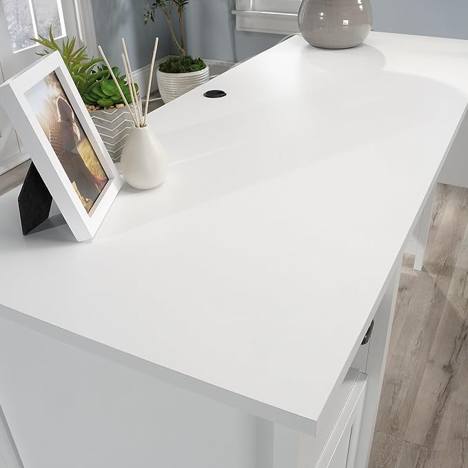 Sauder County Line L-Desk Soft White Finish