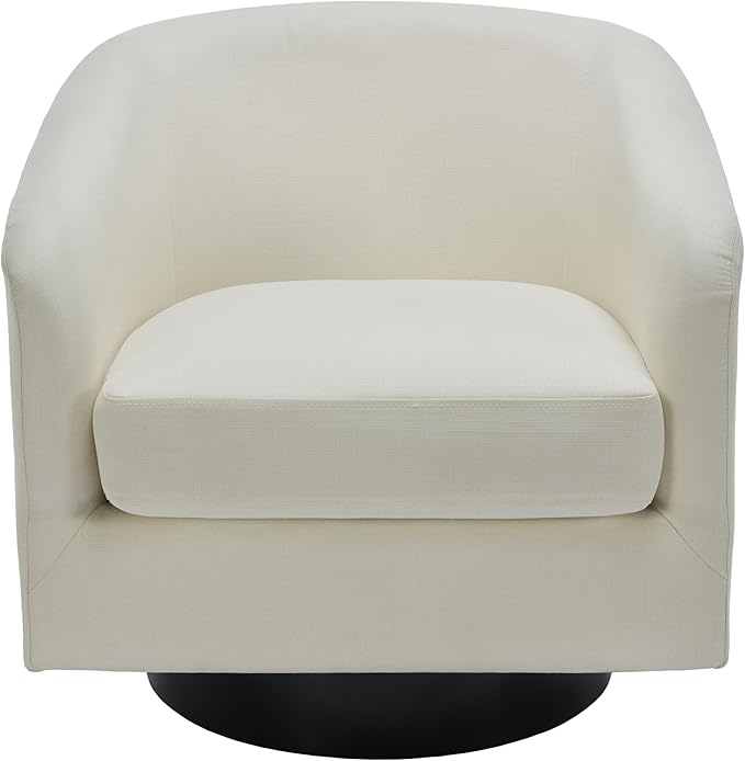 UIXE 360° Swivel Barrel Accent Chair Armchair Modern Round Club Arm Chair Upholstered Living Room Single Sofa Seating Bedroom Side Reading Seat in Fabric for Home Office (Beige)