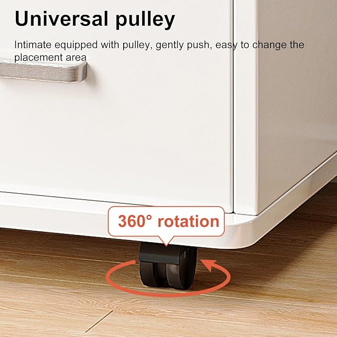 File Cabinet3 Drawers Mobile Lateral Filing Cabinet with LockPrinter Stand with Open Storage Shelves for Home Office