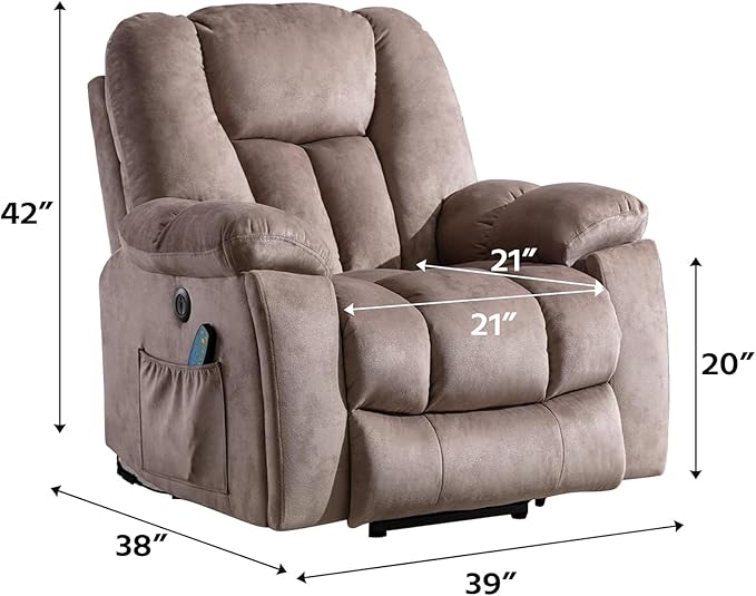 CANMOV Power Lift Recliner Chair with Massage and Heat for Elderly Overstuffed Wide Recliners Heavy Duty and Safety Motion Reclining Mechanism with USB Ports 2 Concealed Cup Holders Apricot