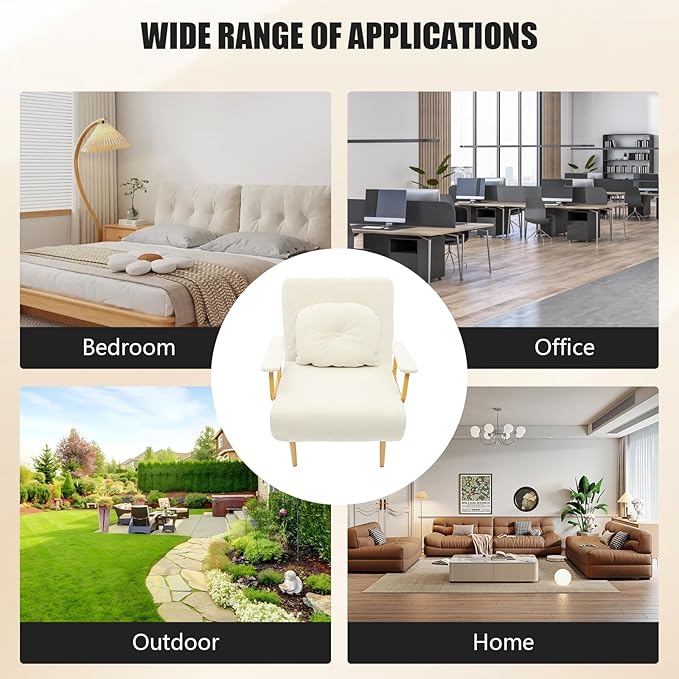 Convertible Sleeper Sofa Bed 3 in 1 Multi-Functional Sofa Chair Bed with 5 Position Adjustable Backrest Folding Sofa Bed Floor Single Chairs Fold Out Chair Beds for Living Room (Off-White)