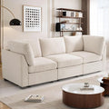 Oversized Modular Sectional Fabric Sofa Set Large L Shaped Mordern Sofa Couch Reversible Chaise Modular Sectional Couches 96 inch Width3 Seat Modular Sofas BeigeLinen