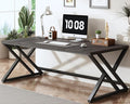 HSH Large Rustic Computer Desk Industrial Extra Long Home Office Desk Modern Pc Study Gaming Writing Table for Two Person Workstation Executive Desk for Home Bedroom Living Room Dark Gray 70 Inch