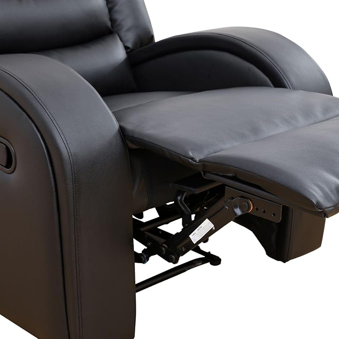 Oversized Faux Synthetic Leather Chairs for Living Room Comfy Wide Lazy Boy Home Theater Seating Recliner for Apartment/Office Black