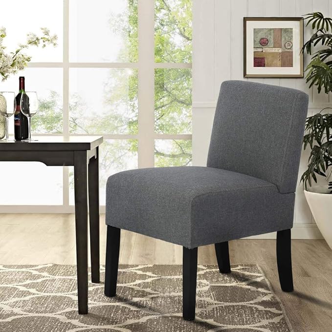 BestMassage Dining Chairs Accent Chair Armless Chair with Solid Wood Legs Home Furniture for Set of 2 Urban Style Modern Elegant Design Fabric Living Room ChairsGrey