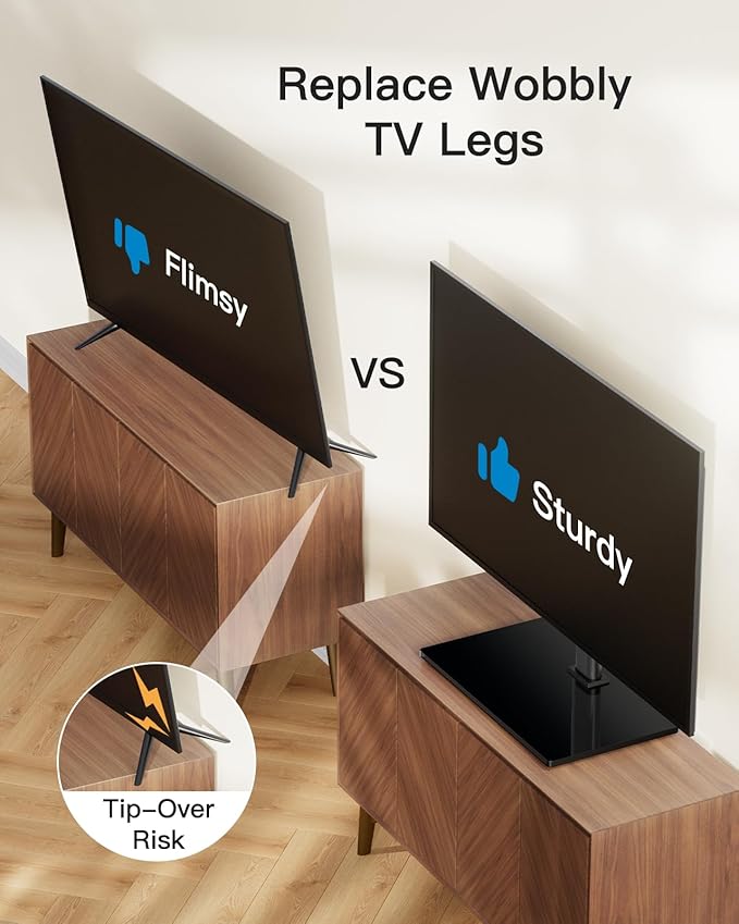 PERLESMITH Universal TV Stand Legs for 32-60 inch TVs Table Top TV Stand up to 88 lbs Height Adjustable Television TV Mount Universal TV Leg Base for Living Room &amp Bedroom VESA 400x400mm PSTVS