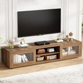 HSH 70 inch TV Stand for 75 TVEntertainment Center for Living Room Under TV Storage CabinetLow Modern TV Media Console Wood with Sliding Doors for BedroomRustic Oak