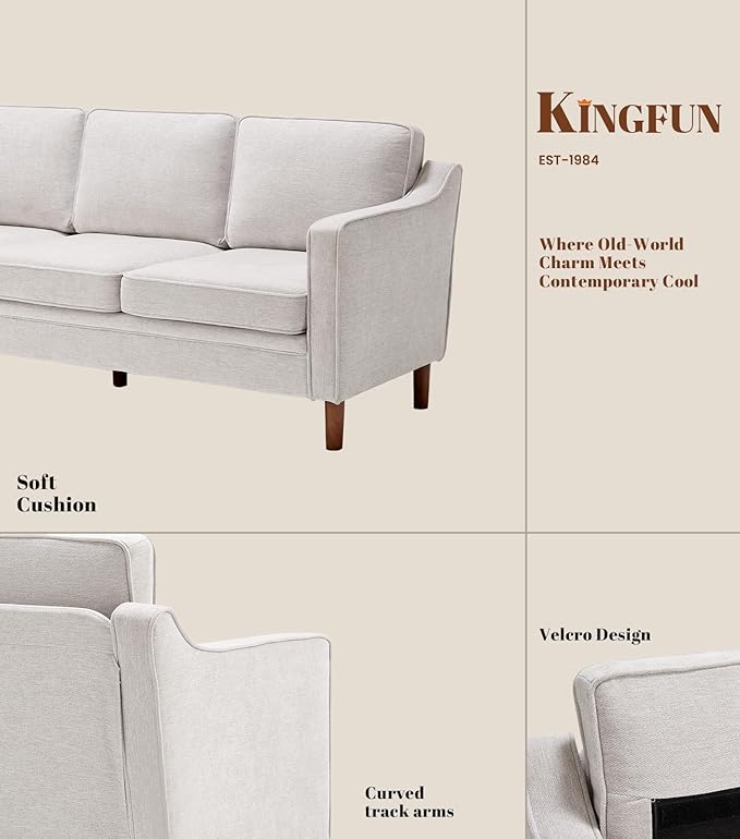 Kingfun Living Room Furniture Sets 3 Seater Couch and Loveseat Mid Century Modern Sofa Set Chenille Couch with Solid Wood Frame for Living Room &amp Bedroom Silver Gray