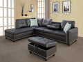 Favfurish Faux Leather Sectional Sofa with Ottoman and 2 toss Pillows3-Piece Couch Chaise W/Manufactured Wood &ampRounded Armsfor Living RoomOfficeApartmentBlack