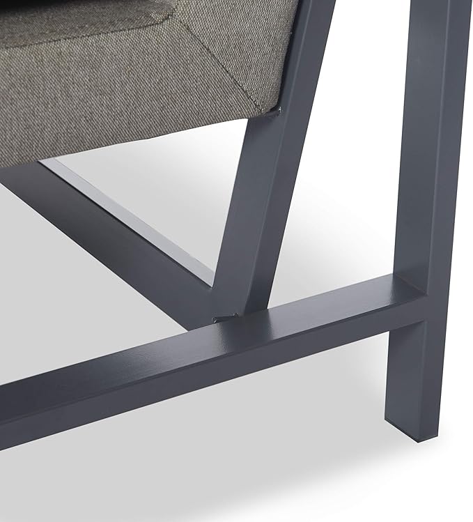 Tommy Hilfiger Russell AccentChair Medium-Soft Pillow Back Mid-Century Modern &amp Industrial Armchair Comfortable LoungeChair for Living Room Bedroom or Office Black Square Metal Frame in Gray