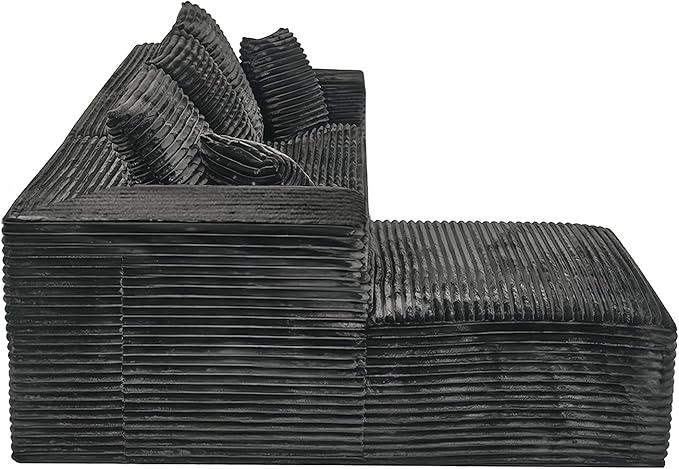 106-Inch Cloud Sectional Couch Couches for Living Room Corduroy Couch Highly Elastic Memory Foam Suitable for Living Room/Apartment/Bedroom (Gray to The Left)