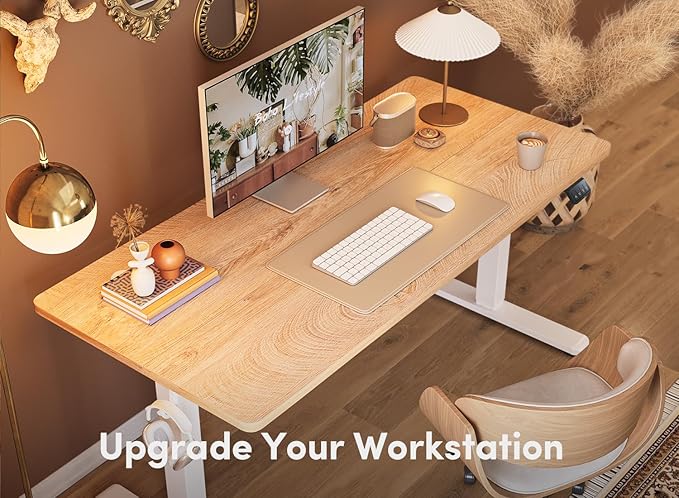 FEZIBO Electric Standing Desk 48 x 24 Inches Height Adjustable Stand up Desk Sit Stand Home Office Desk Computer Desk Maple