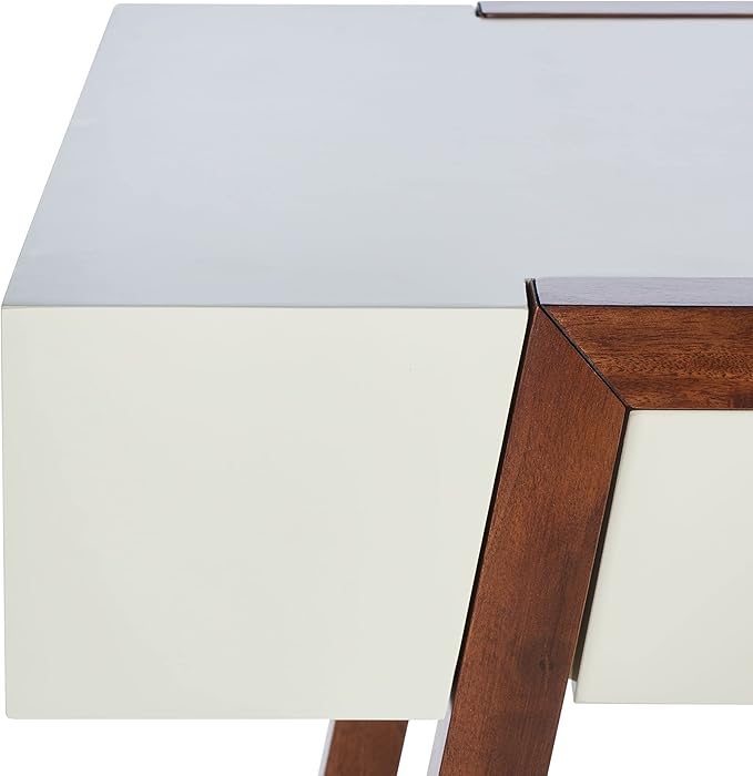 SAFAVIEH Home Collection Marwood Mid-Century Modern White/Brown Desk
