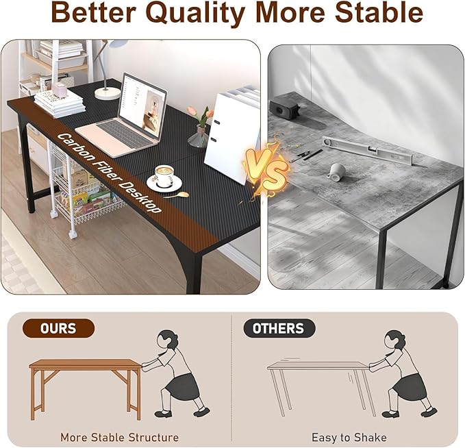 AZN Computer Desk Office Desk 55'' Computer Desk for Work Study Writing Gaming Office Desk w/ 24in Wide Desktop &amp Large Legroom Home Office Desks w/Waterproof &amp Scratch-Resistant Surface