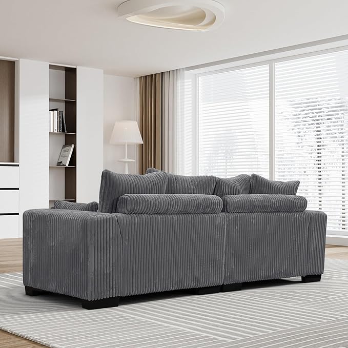 Legend Vansen Modular Sectional Couch Upholstered Corduroy Sofa with Deep Seat and Widened ArmrestsComfy Sectional Couches for Living RoomBedroom (Grey 4 Seat Sofa)