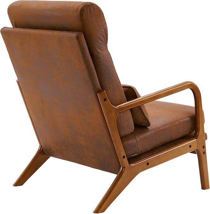Hommoo Arm Chair Modern Accent Chair Comfy Linen Fabric Reading Chair High Back Leisure Chair with Wood Frame Accent Chair for Living Room Bedroom Balcony Set of 2 Brown