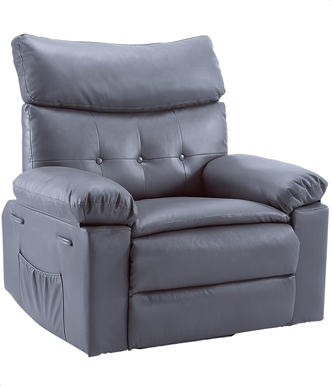 GarveeHome Extra Wide Recliner Chair - PU Leather Oversized Manual Recliner for Adults Lazy Chair with 1.5X Sponge Comfort Arm and Back for Living Room Bedroom