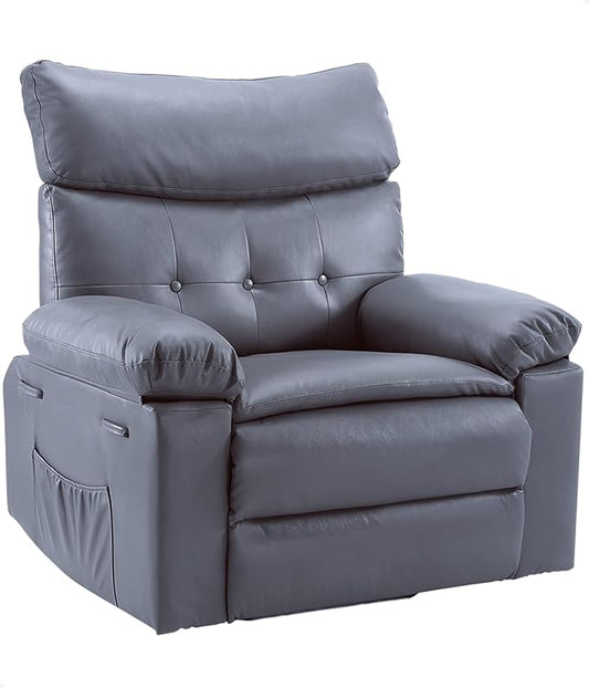 GarveeHome Extra Wide Recliner Chair - PU Leather Oversized Manual Recliner for Adults Lazy Chair with 1.5X Sponge Comfort Arm and Back for Living Room Bedroom