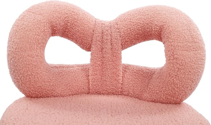 TrueyEssenceModern Vanity Chair with Wheels Roller Chair with Cute Butterfly Backrest Make-up Chair Comfortable Accent Chair for Living Room Bedroom Adjustable Height (Pink)