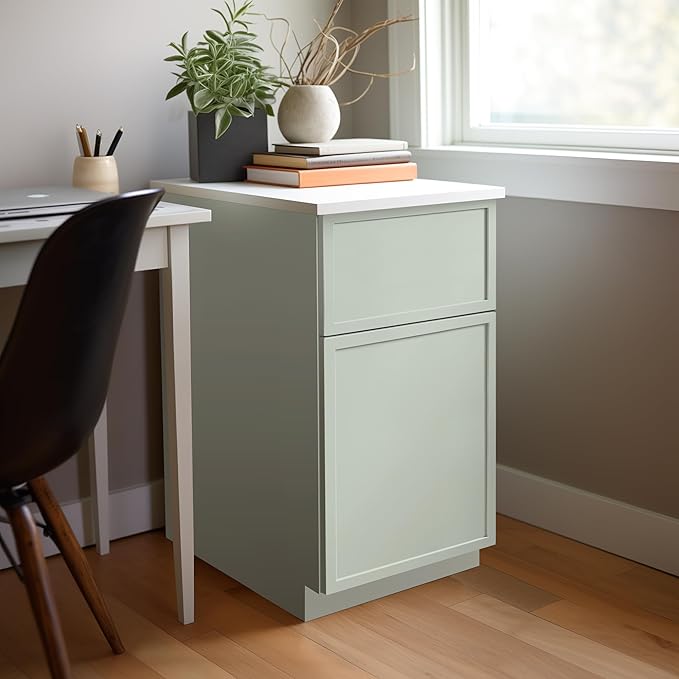 RTA Solid Wood File Cabinet with 2 Drawers Desk Under-Table Wooden File Cabinet Suitable for Bedside or Freestanding File Storage Cabinet (Jade Green 18 W × 21 D × 29.5 H)