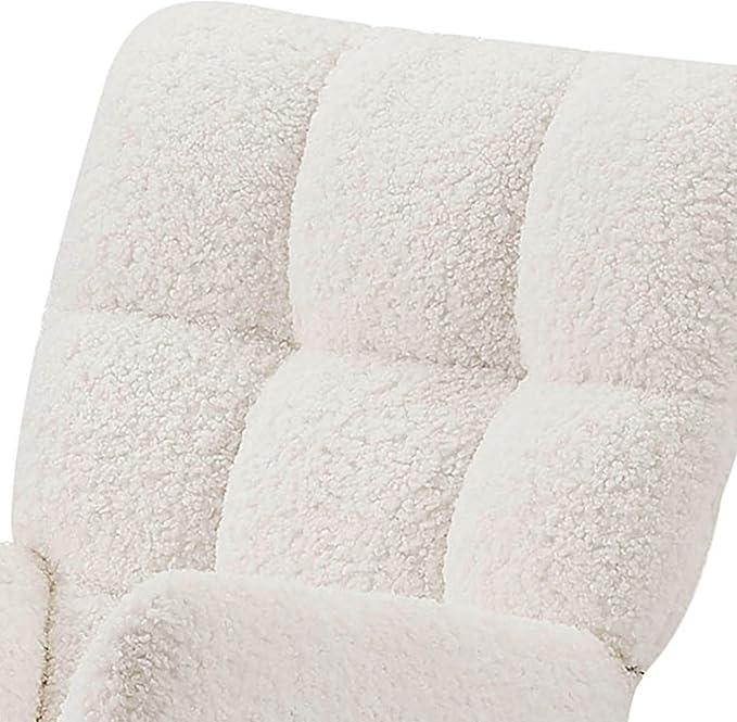 Modern Rocking Chair with High Backrest Armrests Ergonomic Design Lounge Recliner Chair for Living Room Bedroom Playroom Beige Without Soft Seat