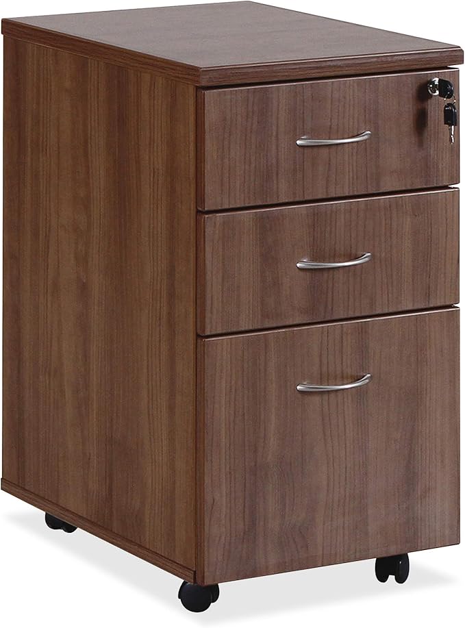 Lorell Essentials Walnut Freestanding Mobile Pedestal