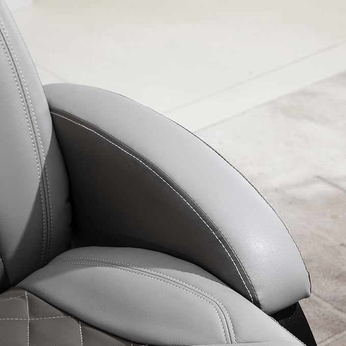 HOMCOM Faux Leather Manual Recliner Adjustable Swivel Lounge Chair Armchair with Footrest and Round Base for Living Room Gray