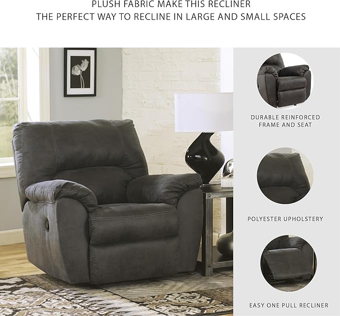 Signature Design by Ashley Tambo Faux Leather Manual Rocker Recliner Gray