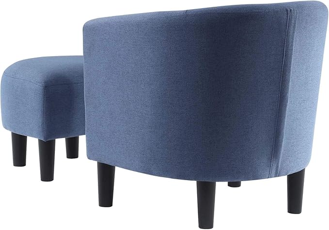 Convenience Concepts Take a Seat Churchill Accent Chair with Ottoman Blue Fabric