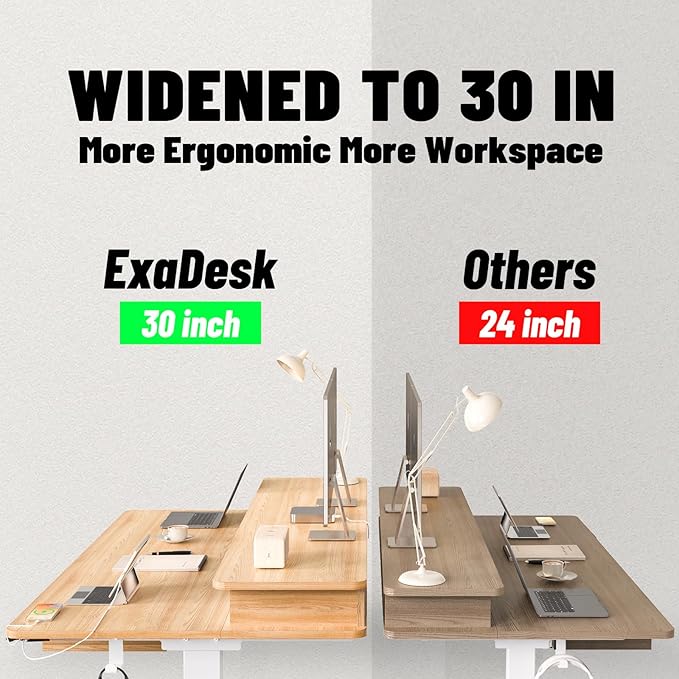 Electric Standing Desk 48 * 30 Inches Adjustable Height with 4 Drawers Double Storage Shelves Home Office Workstation Sit Stand up Desk (Nature)