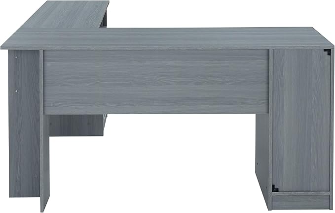 Techni Mobili Functional L-Shaped Computer Desk with storage L is ⁠59.5 wide x 59.5 Long Grey