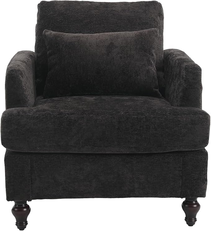 Upholstered Living Room Chair Chenille Accent Chair Single Sofa with Cushion &amp Solid Wood Frame Mid Century Modern Armchair for Bedroom Office