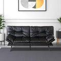 MUUEGM Futon Convertible Sofa Bed Memory Foam Sleeper CouchModern Loveseat for Living RoomAdjustable Armrests Backrest Sofabed BlackFaux Leather.