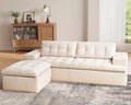 Cloud Sectional Boneless Sofa with Ottoman Modular L Shaped Couch with Layered Cushion Fluffy Comfy Couches for Living Room No Assembly Beige