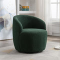 KIVENJAJA Swivel Barrel Chair Teddy Sherpa Upholstered Modern Round Accent Arm Chairs Boucle 360 Degree Swivel Small Single Sofa Armchair for Nursery Living Room Bedroom (Teddy Green)